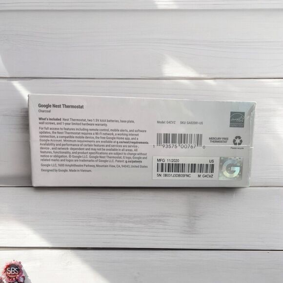 Google Nest G4CVZ Programmable Wi-Fi Thermostat Color Charcoal NEW Sealed - Picture 2 of 5